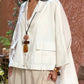 Chemise asymétrique oversize en coton et lin – Blanc cassé