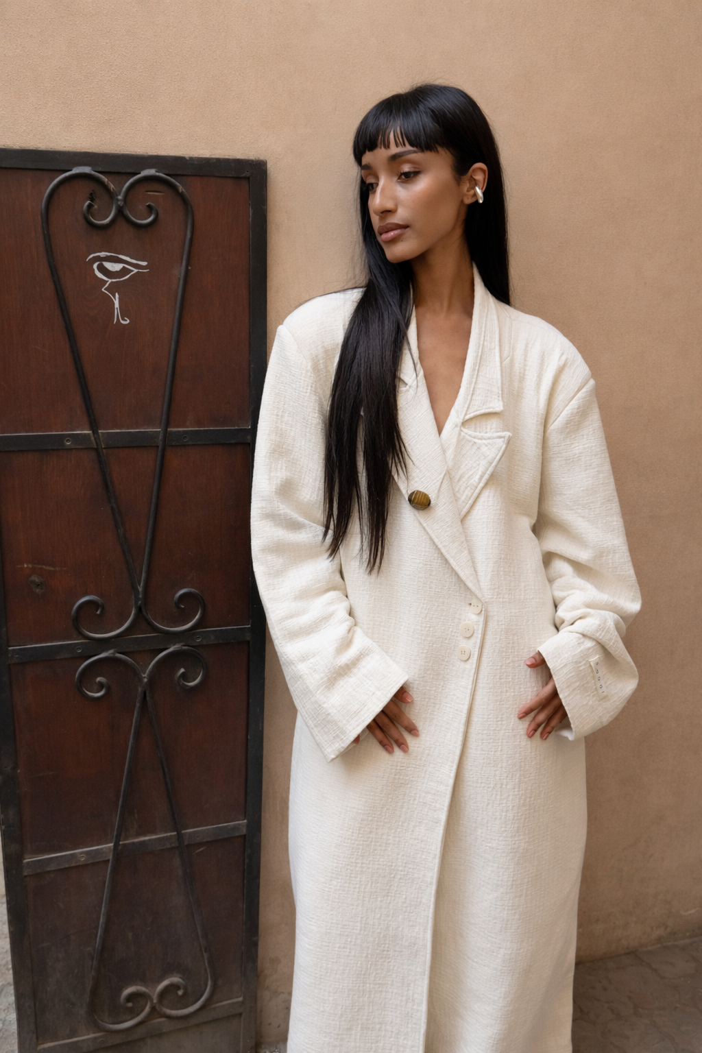 Robe blazer écru