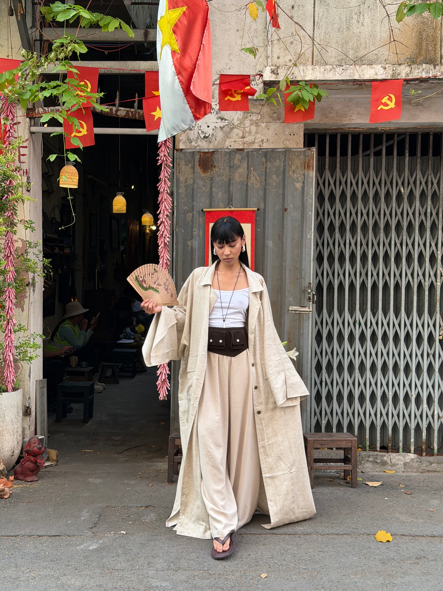 Leafy dress linen