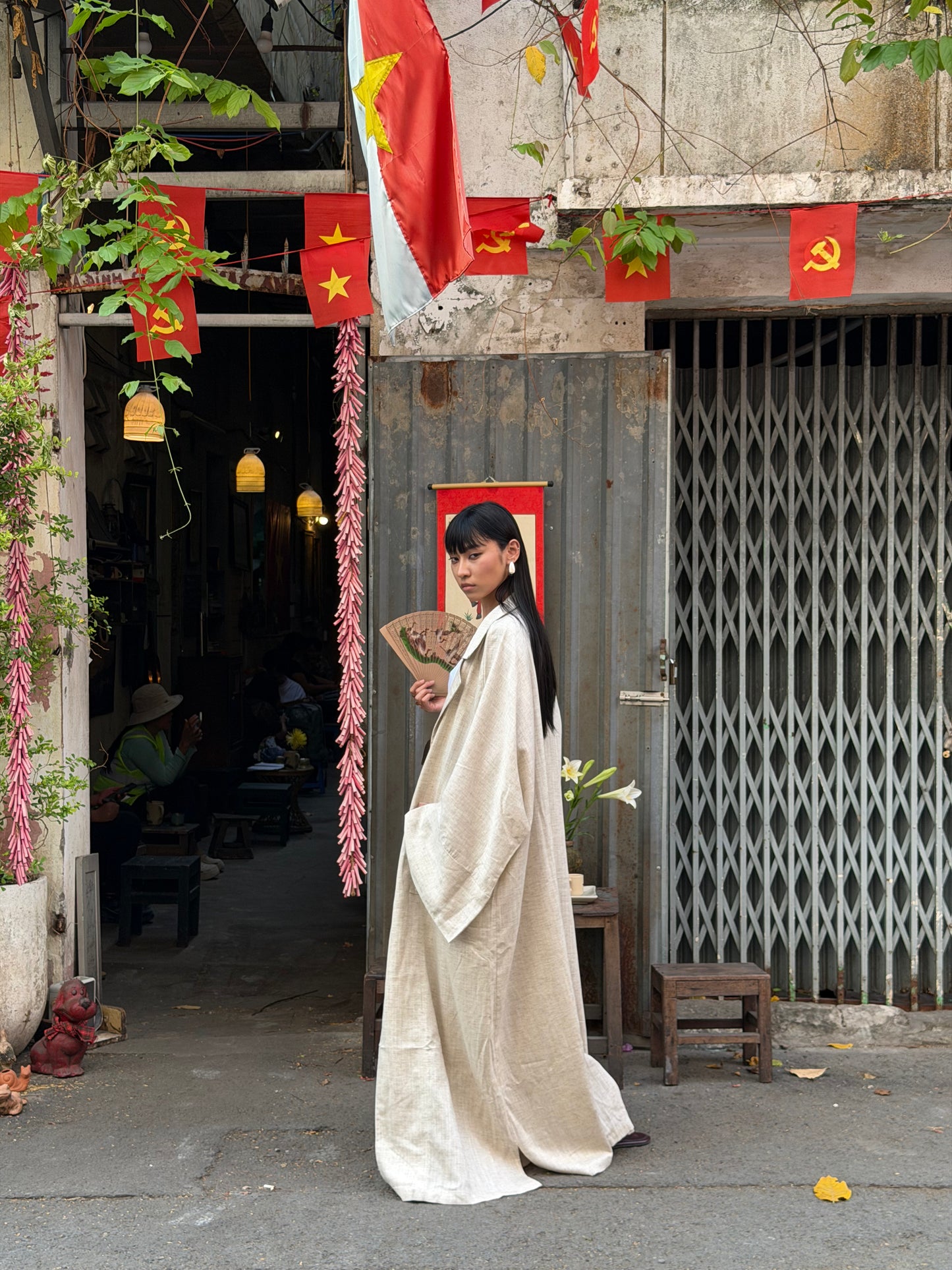 Leafy dress linen