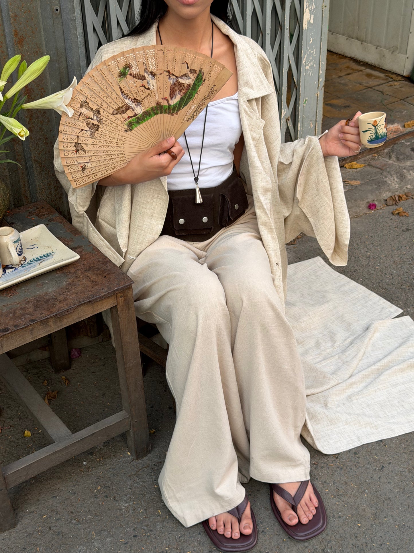 Leafy dress linen