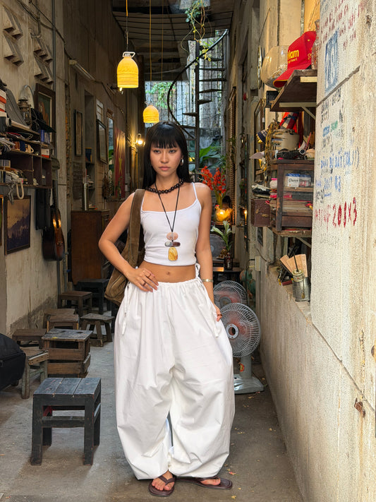 Pantalon ballon coton blanc